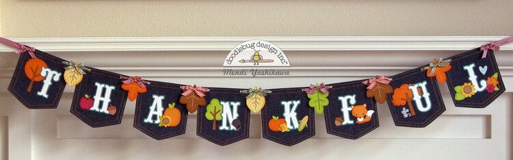 Doodlebug &quot;Thankful&quot; Denim Banner by Mendi Yoshikawa