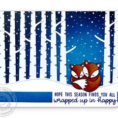 Sunny Studio Foxy Christmas Holiday Fox Card by Mendi Yoshikawa