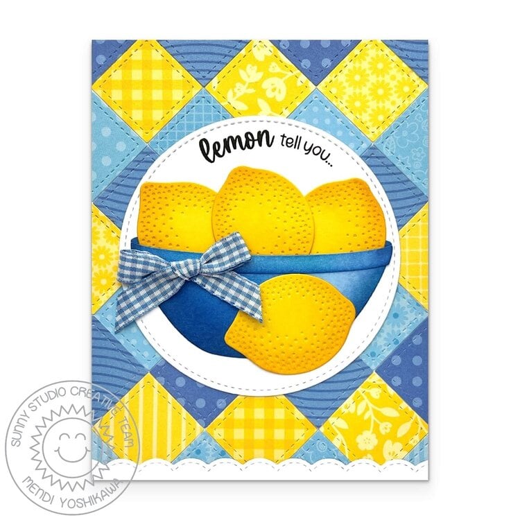 Sunny Studio Fresh Lemon Punny Summer Card by Mendi Yoshikawa