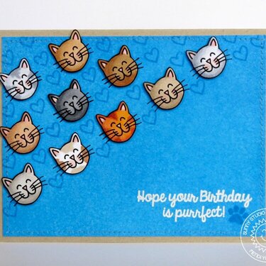 Sunny Studio Furever Friends Cat Card by Mendi Yoshikawa