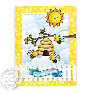 Sunny Studio Garden Critters &amp; Just Bee-cause Card by Mendi Yoshikawa
