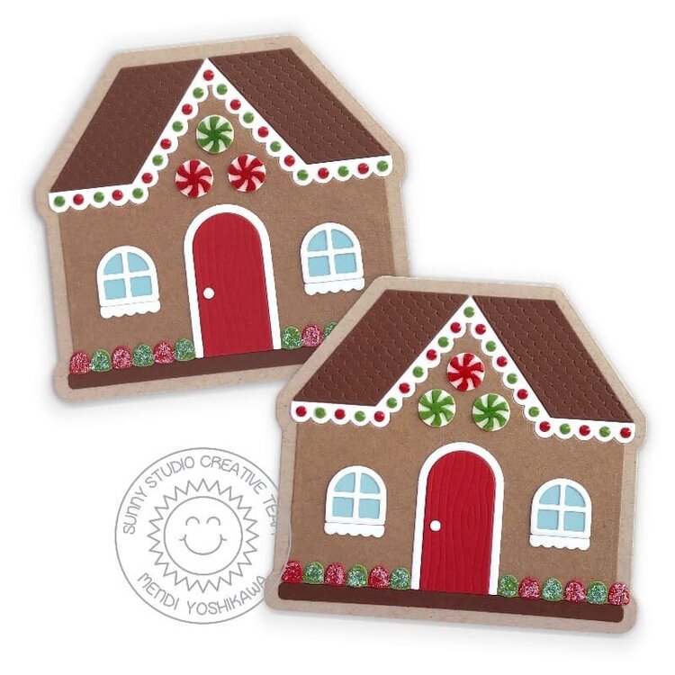 Sunny Studio Gingerbread House Card by Mendi Yoshikawa