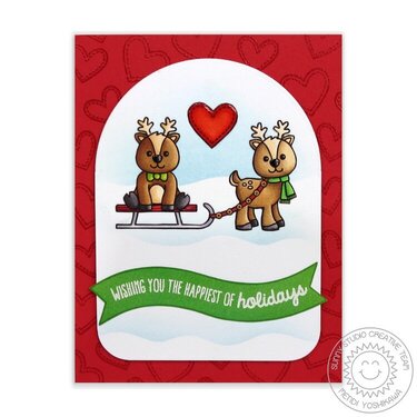 Sunny Studio Gleeful Reindeer Christmas Card by Mendi