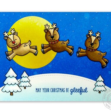 Sunny Studio Gleeful Reindeer Christmas Card by Mendi