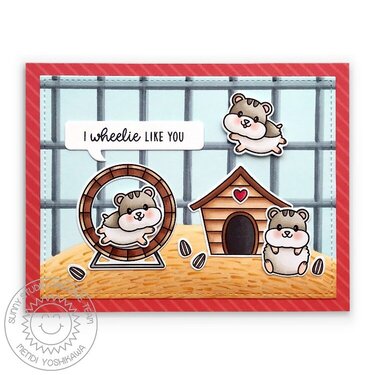 Sunny Studio Happy Hamsters Card by Mendi Yoshikawa