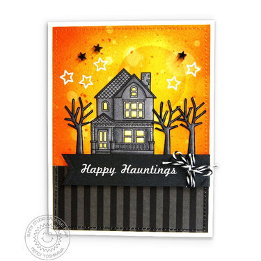 Sunny Studio Happy Home Haunted House card by Mendi Yoshikawa