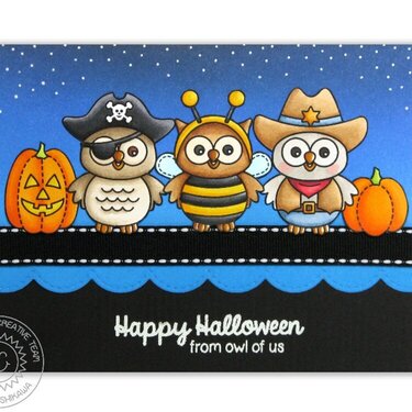 Sunny Studio Happy Owl-o-ween Card by Mendi Yoshikawa