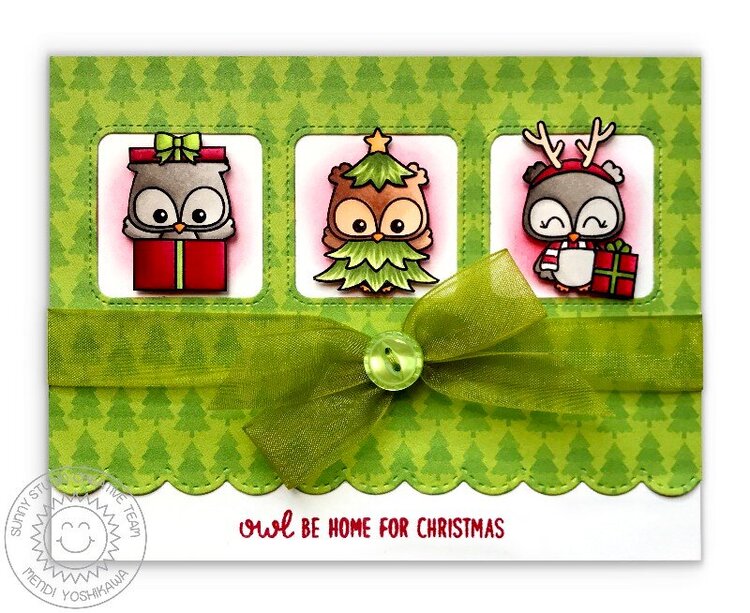 Sunny Studio Stamps Happy Owlidays Christmas Card by Mendi Yoshikawa