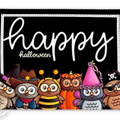 Sunny Studio Happy Halloween Owl Card by Mendi Yoshikawa
