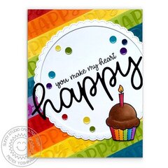 Sunny Studio Happy Thoughts Birthday Cupcake Card by Mendi Yoshikawa