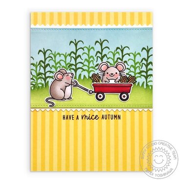 Sunny Studio Harvest Mice Card by Mendi Yoshikawa