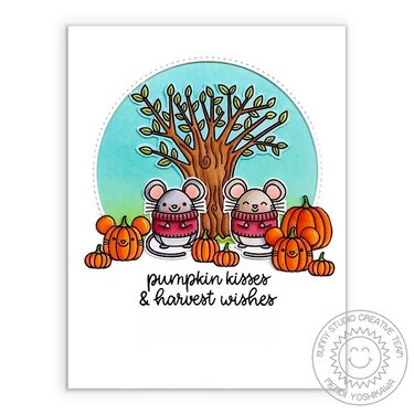 Sunny Studio Harvest Mice Card by Mendi Yoshikawa