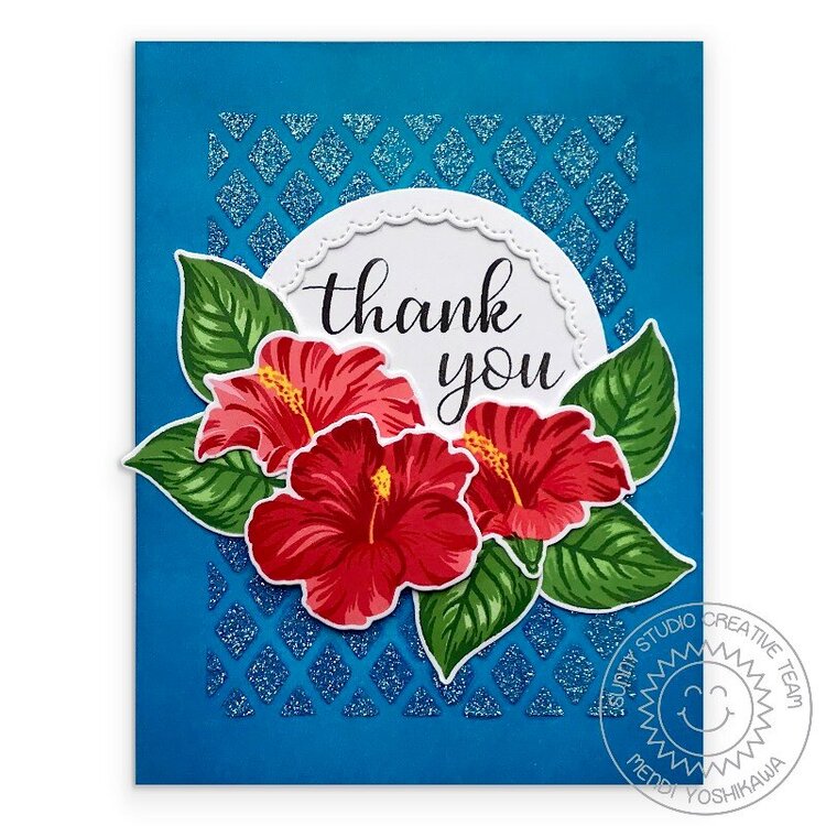 Sunny Studio Stamps Hawaiian Hibiscus Card by Mendi Yoshikawa