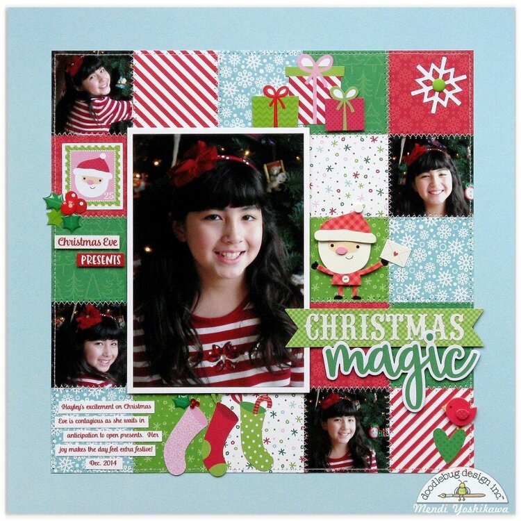 Doodlebug Here Comes Santa Claus Layout by Mendi Yoshikawa