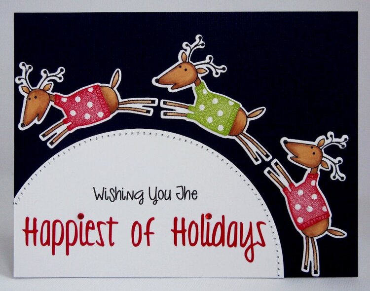 A Hero Arts Reindeer Christmas Card by Mendi Yoshikawa