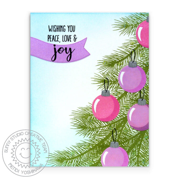 Sunny Studio Holiday Style Ornament Christmas Card by Mendi