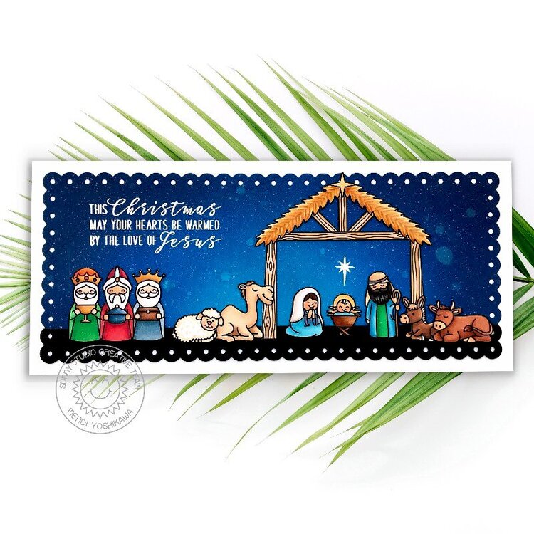 Sunny Studio Holy Night Nativity Christmas Card by Mendi Yoshikawa