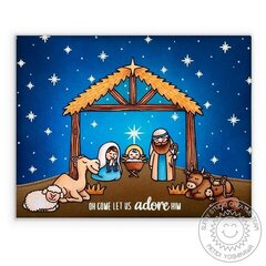 Sunny Studio Holy Night Nativity Christmas Card by Mendi Yoshikawa