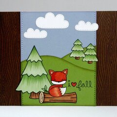 A Lawn Fawn Fall Fox Scene Card by Mendi Yoshikawa