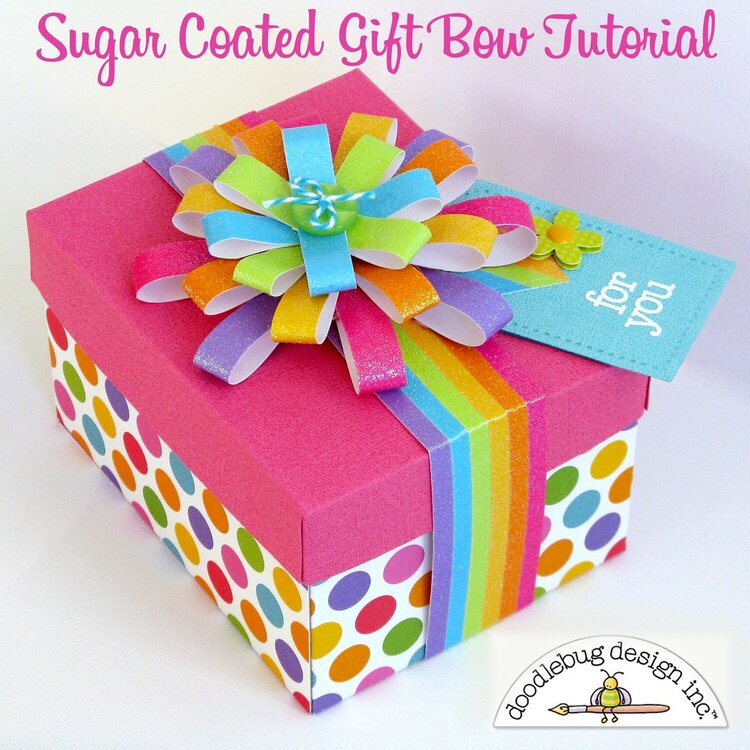 A Doodlebug Gift Box with Bow Tutorial by Mendi Yoshikawa