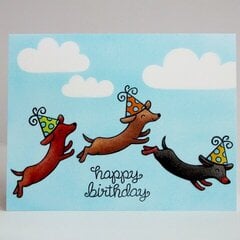Lawn Fawn Dog Birthday Card by Mendi Yoshikawa