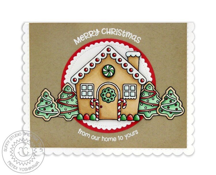 Sunny Studio Jolly Gingerbread Christmas Card by Mendi Yoshikawa