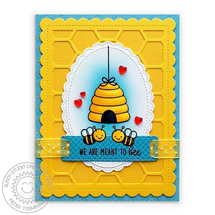 Sunny Studio Just Bee-Cause Card by Mendi Yoshikawa