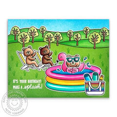 Sunny Studio Kiddie Pool & Beach Buddies Card by Mendi Yoshikawa