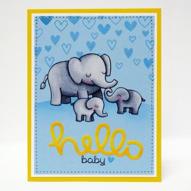 Lawn Fawn Hello Baby Elephant Card by Mendi Yoshikawa