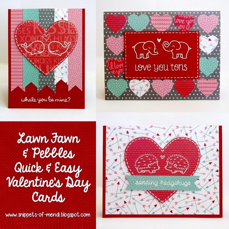 Pebbles &amp; Lawn Fawn Valentine&#039;s Day Cards by Mendi Yoshikawa