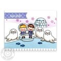 Sunny Studio Let's Chill & Toasty Hugs Winter Card by Mendi Yoshikawa