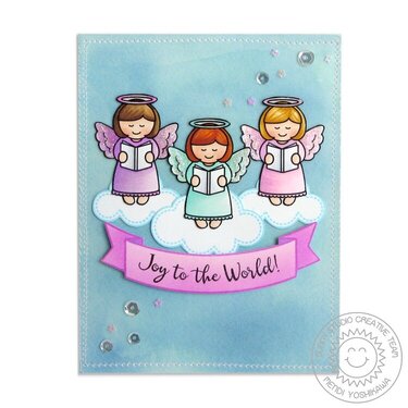 Sunny Studio Little Angels Christmas card by Mendi Yoshikawa
