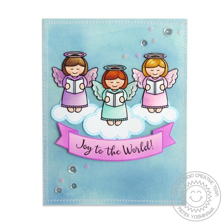 Sunny Studio Little Angels Christmas card by Mendi Yoshikawa