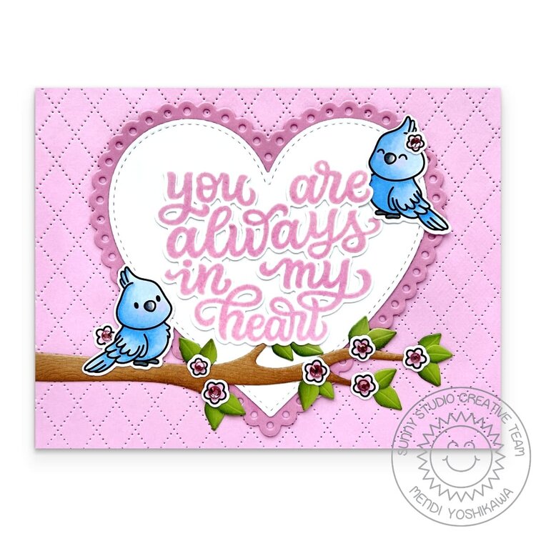 Sunny Studio Love Birds Card by Mendi Yoshikawa