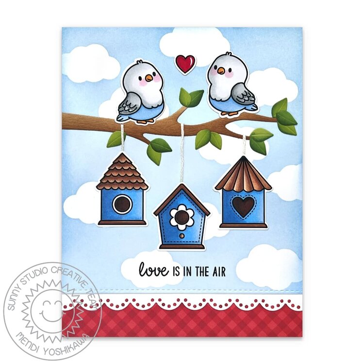 Sunny Studio Love Birds Card by Mendi Yoshikawa