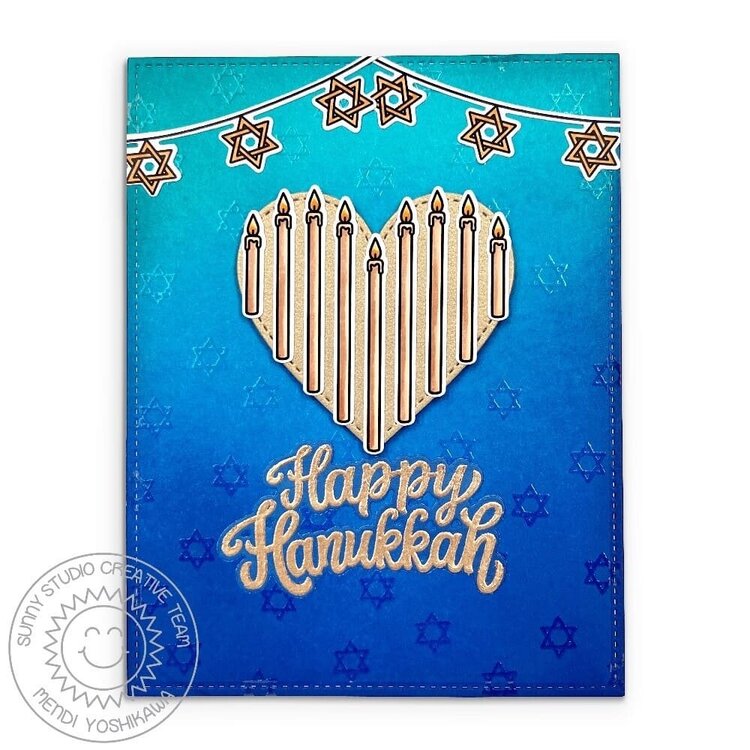 Sunny Studio Love &amp; Light Hanukkah Card by Mendi Yoshikawa