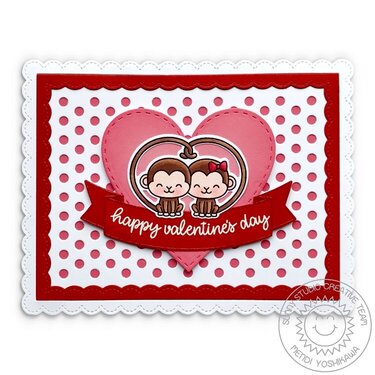 Sunny Studio Love Monkey Valentine&#039;s Day Card by Mendi Yoshikawa
