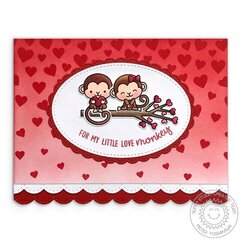 Sunny Studio Love Monkey Valentine's Day Card by Mendi Yoshikawa