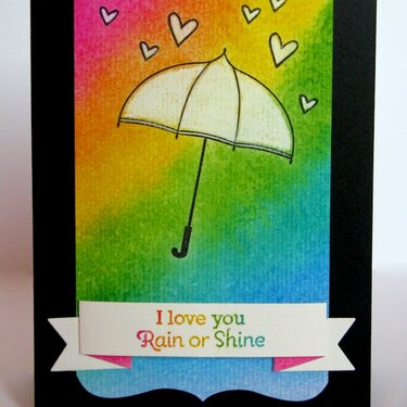 Rain or Shine Umbrella Rainbow Card by Mendi Yoshikawa