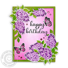 Sunny Studio Lovely Lilacs Floral Birthday Card by Mendi Yoshikawa