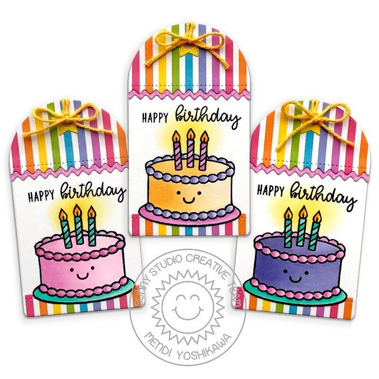 Sunny Studio Make A Wish Birthday Cake Gift Tags by Mendi Yoshikawa