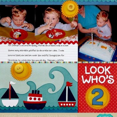 Lori Whitlock Sailboat Birthday Layout by Mendi Yoshikawa