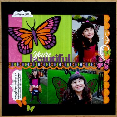 Lori Whitlock Butterfly Fairy Halloween Layout by Mendi Yoshikawa