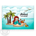 Sunny Studio Little Mermaid Kisses Summer Card by Mendi Yoshikawa