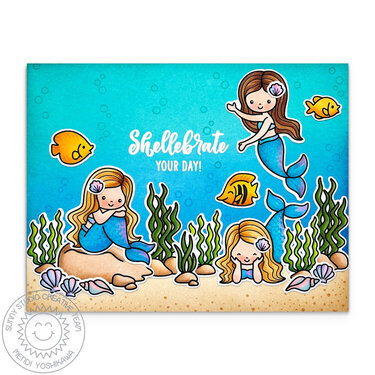 Sunny Studio Mermaid Kisses Birthday Card by Mendi Yoshikawa