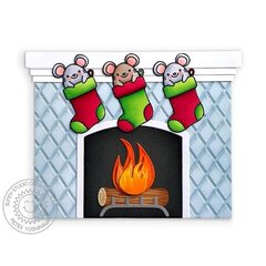 Sunny Studio Merry Mice Mouse Christmas Card by Mendi Yoshikawa