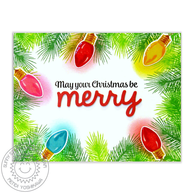 Sunny Studio Merry Sentiments Christmas Card by Mendi