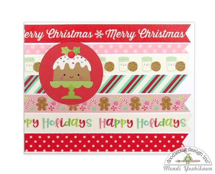 Doodlebug Milk &amp; Cookies Washi Tape Christmas Cards by Mendi Yoshikawa