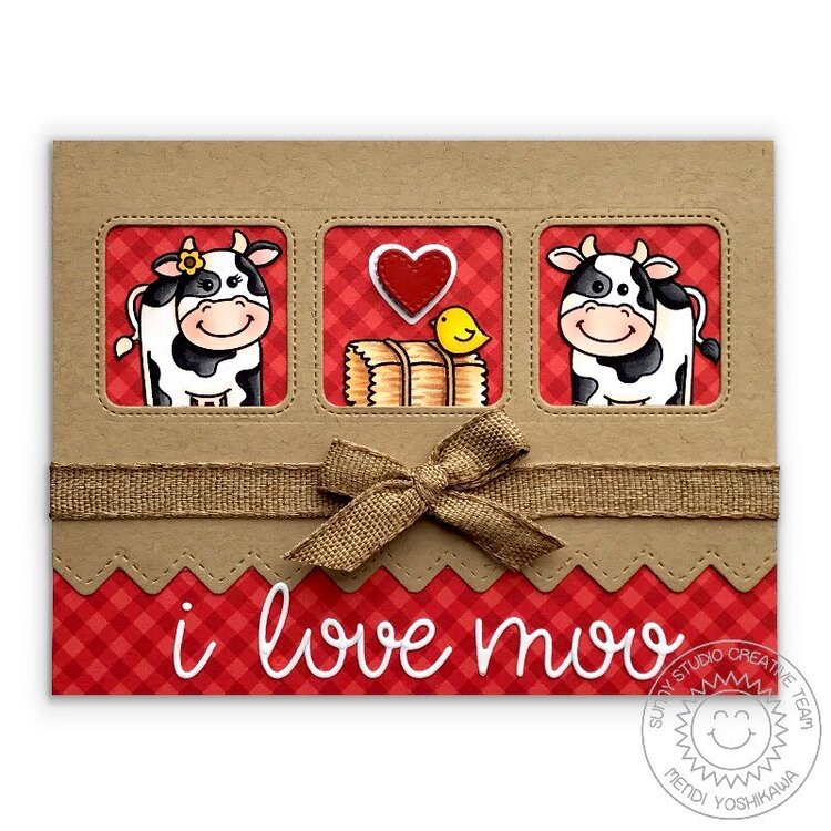 Sunny Studio Stamps Miss Moo Cow Card by Mendi Yoshikawa