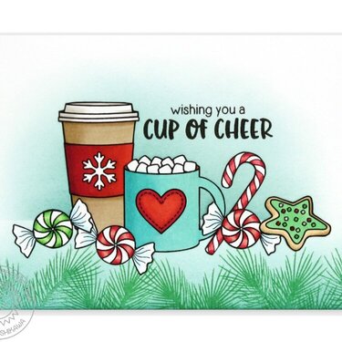 Sunny Studio Mug Hugs Coffee &amp; Cocoa Christmas Card by Mendi